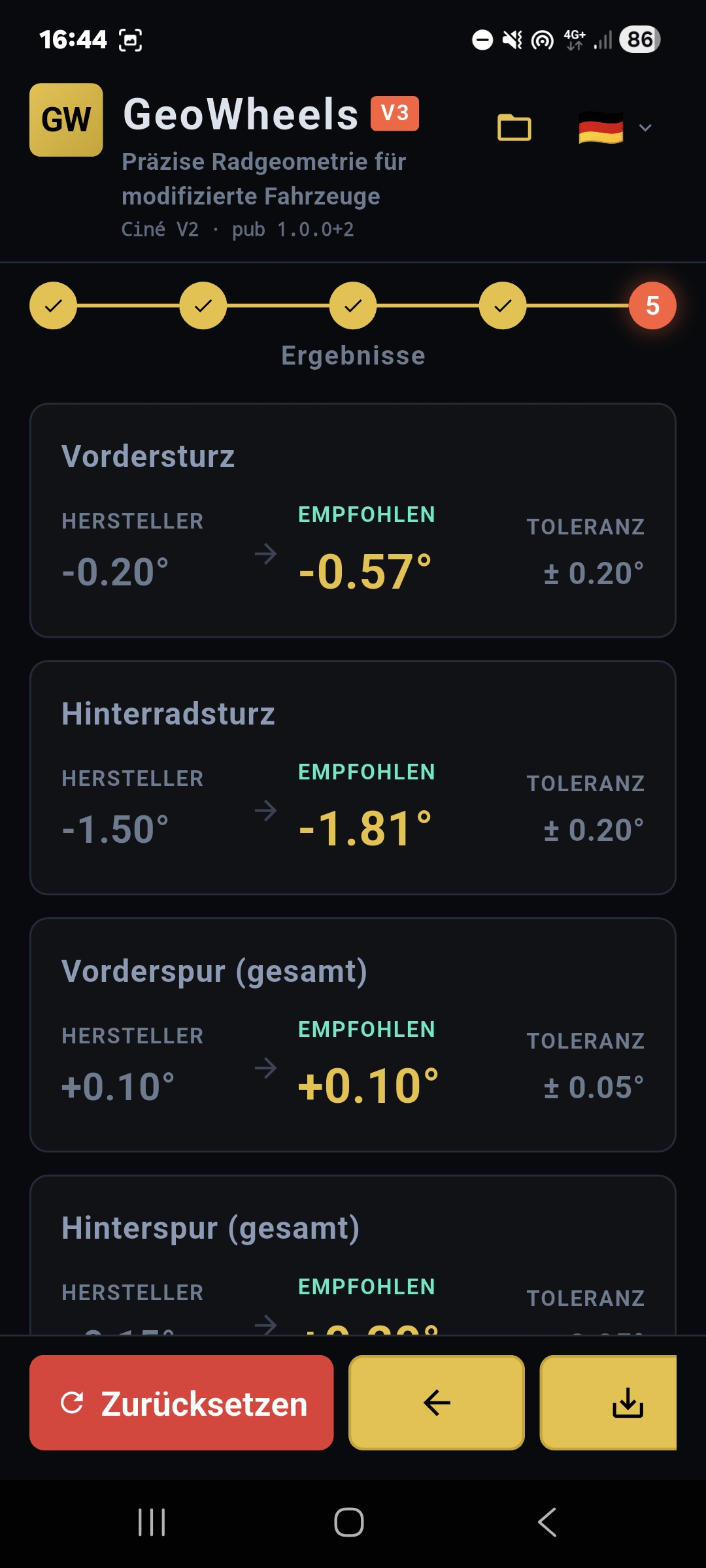 GeoWheels: Neue Einstellwerte für die Achsvermessung zur Optimierung der Straßenlage und Vermeidung von Reifenverschleiß.