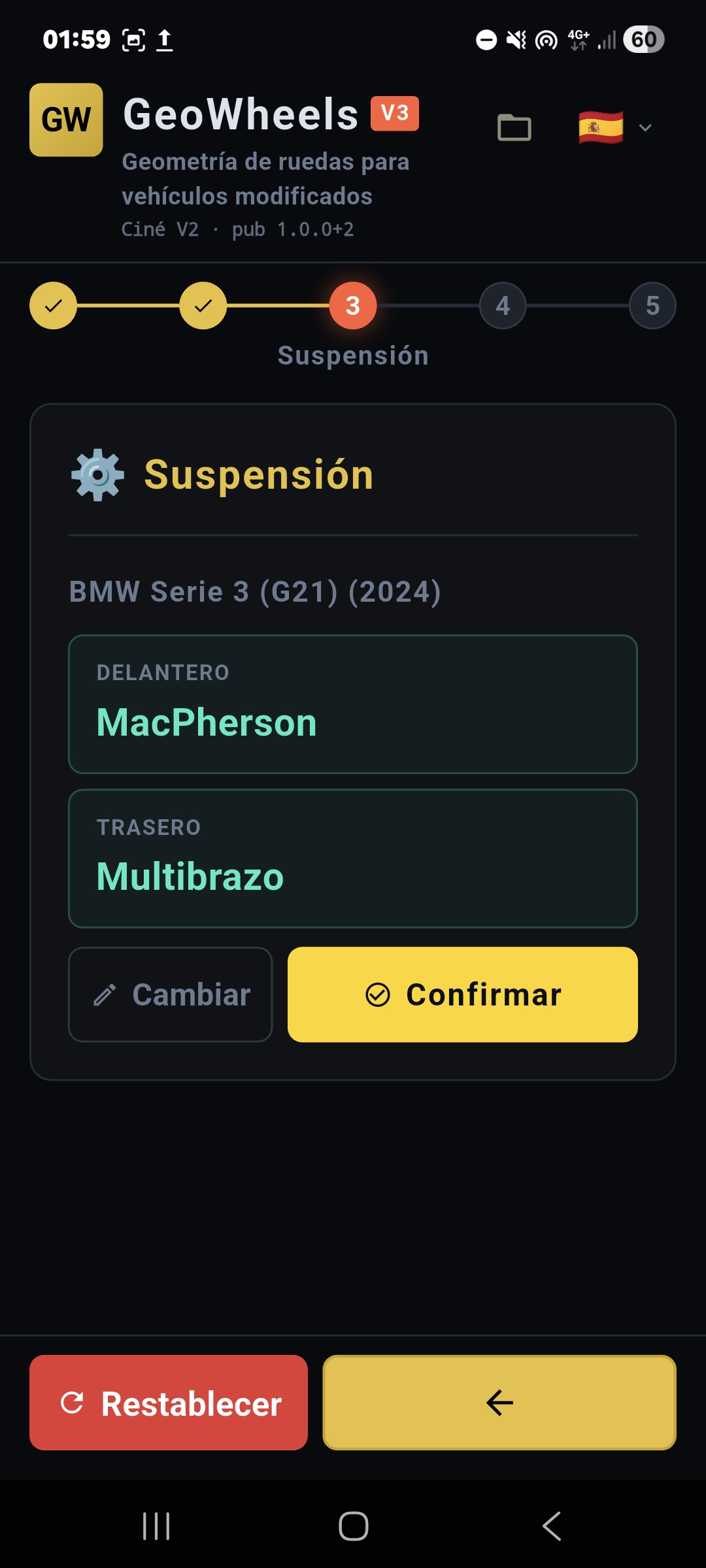 Captura de pantalla de la app GeoWheels