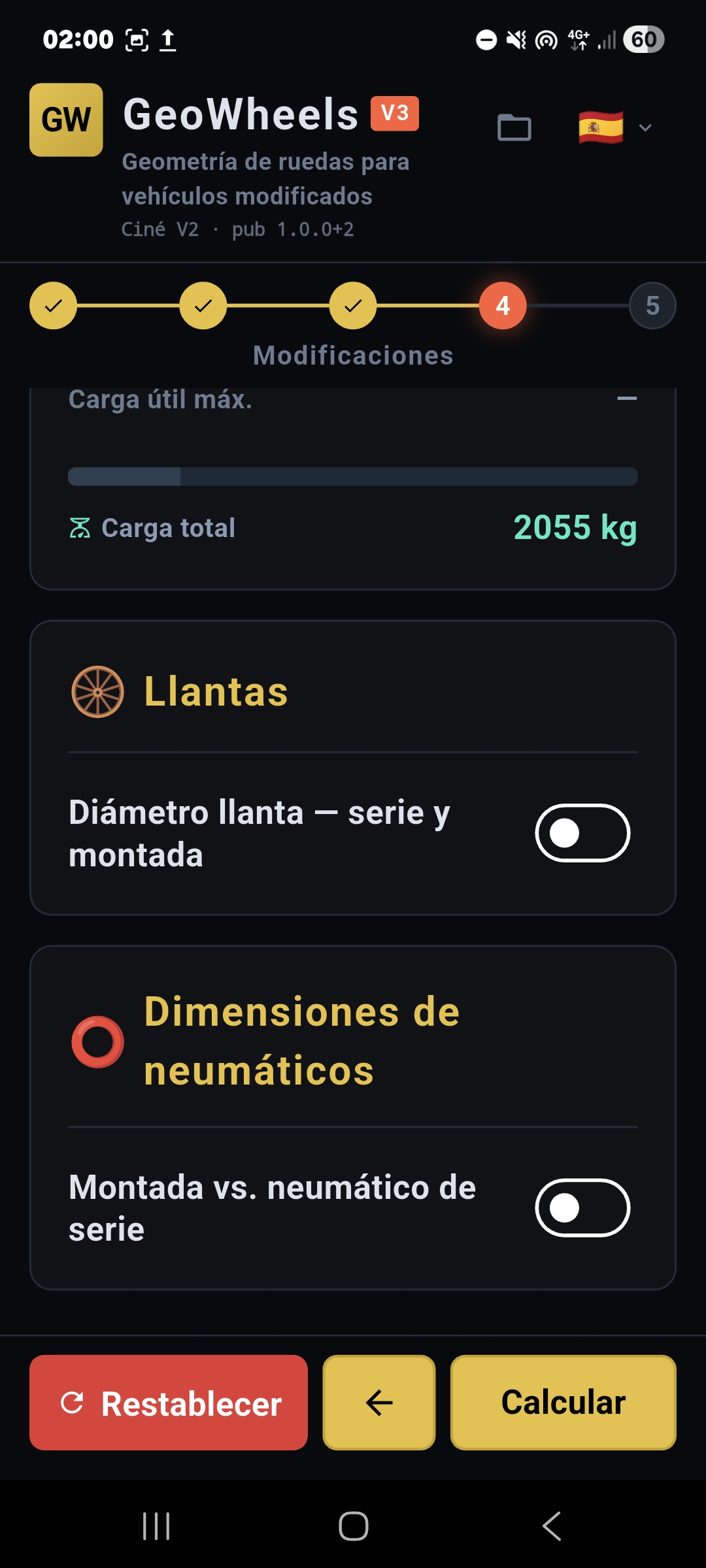 Captura de pantalla de la app GeoWheels