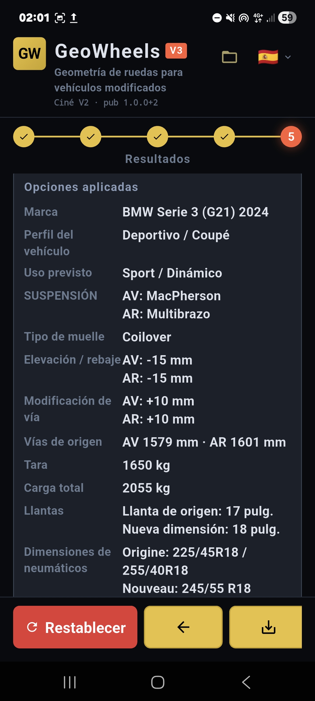 Captura de pantalla de la app GeoWheels