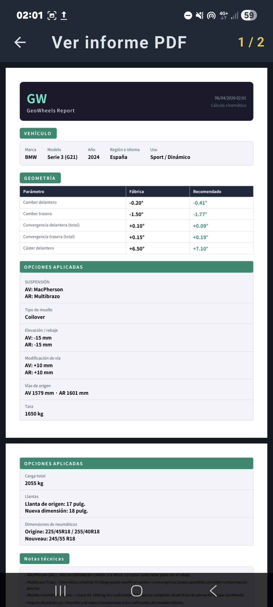 Captura de pantalla de la app GeoWheels
