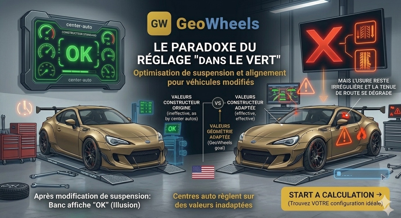 Étape 1 GeoWheels : le paradoxe du réglage dans le vert — usure ou comportement incohérent malgré un banc dans les tolérances constructeur
